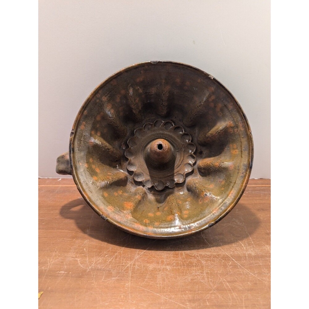 1850 French Redware Form Decorative Turks Head Mold